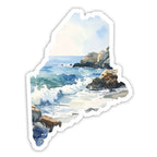 Maine Shore Scene Die-Cut Vinyl Sticker | New England Coastal Decal