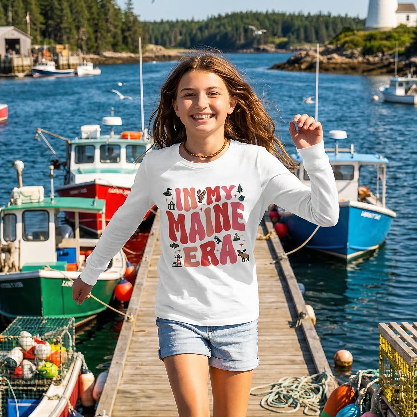 In My Maine Era Youth Long Sleeve T-Shirt | Matching Family Vacationland Tees
