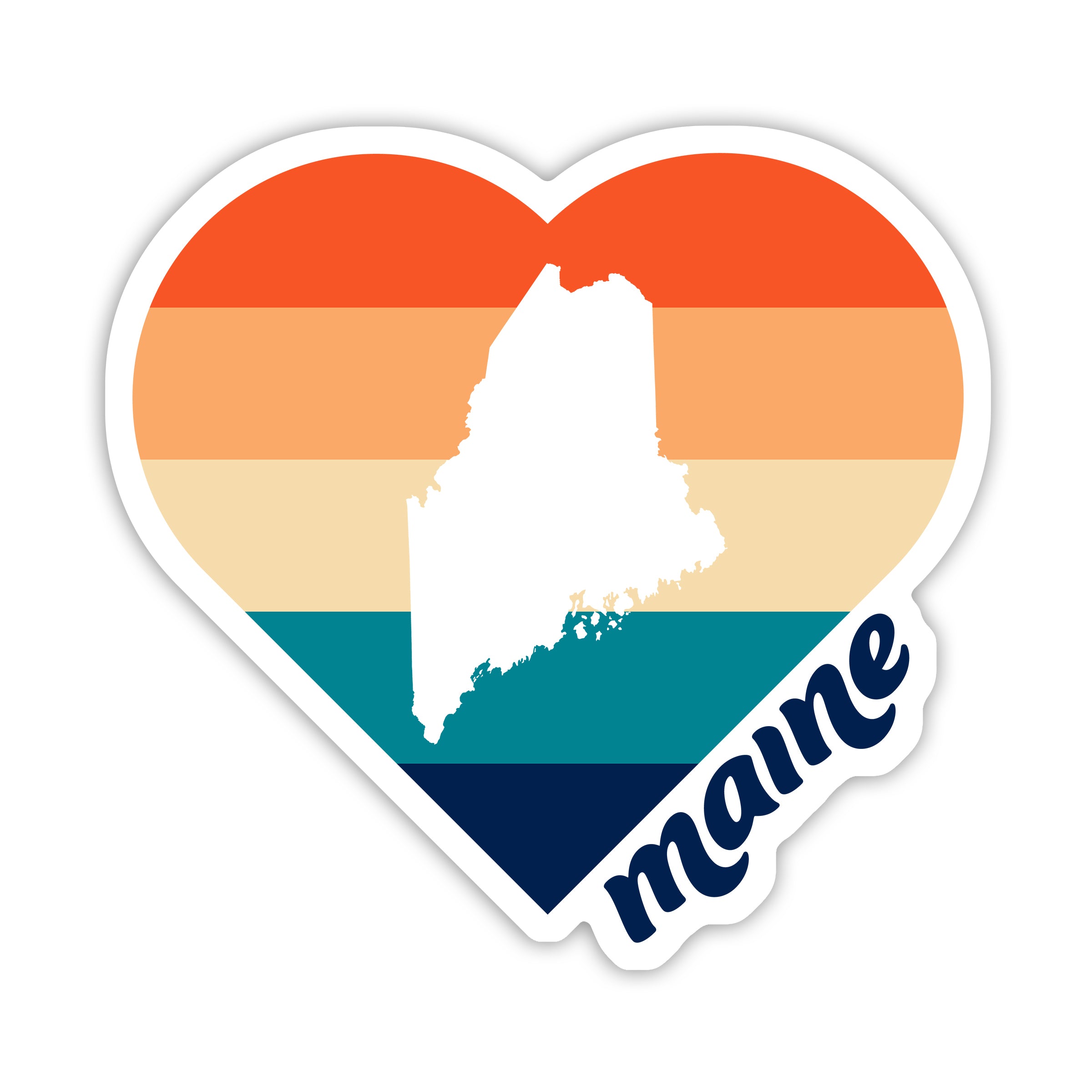 Maine Heart Retro Stripe Sticker | Vintage State Decal