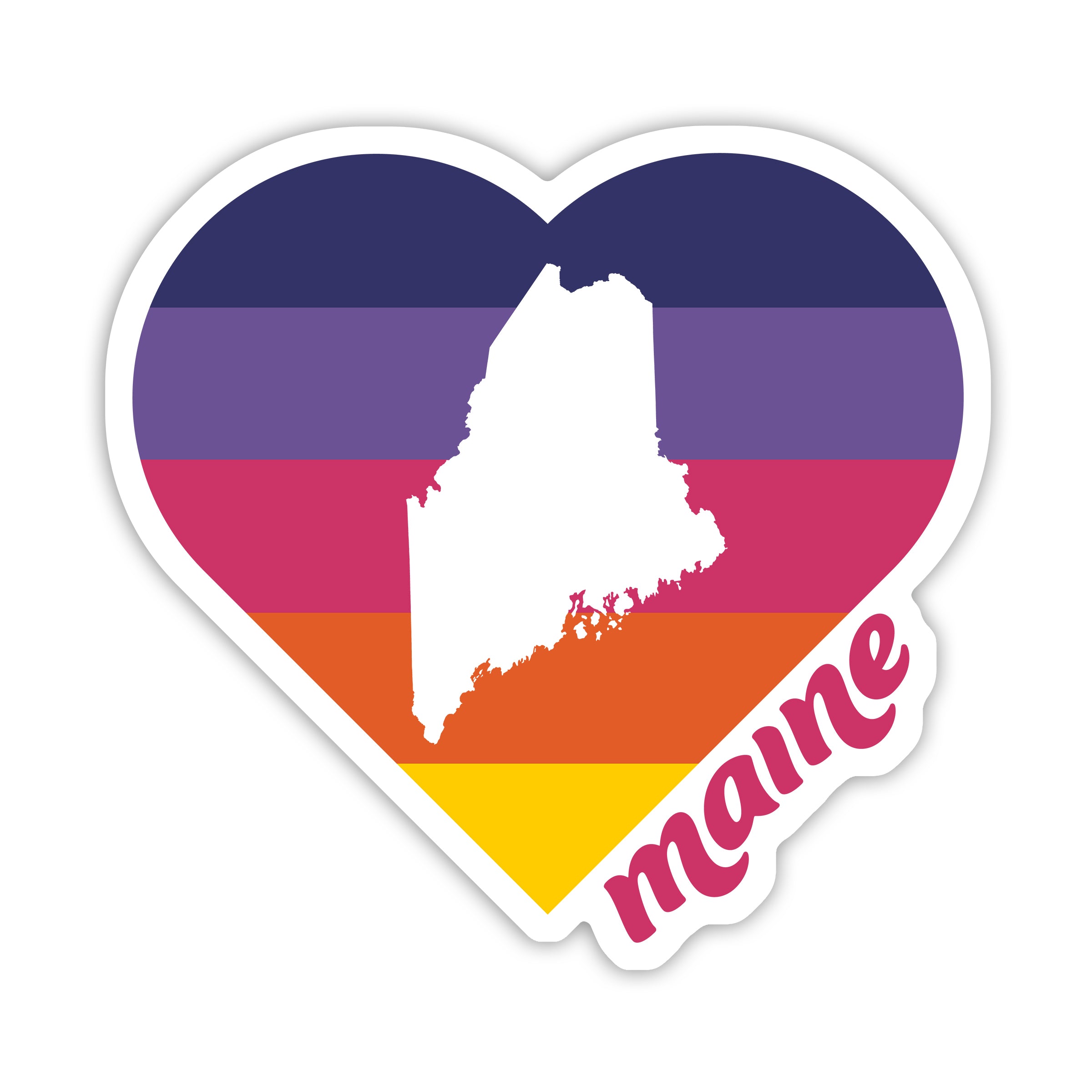 Maine Heart Retro Stripe Sticker | Vintage State Decal