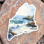 Maine Shore Scene Die-Cut Vinyl Sticker | New England Coastal Decal