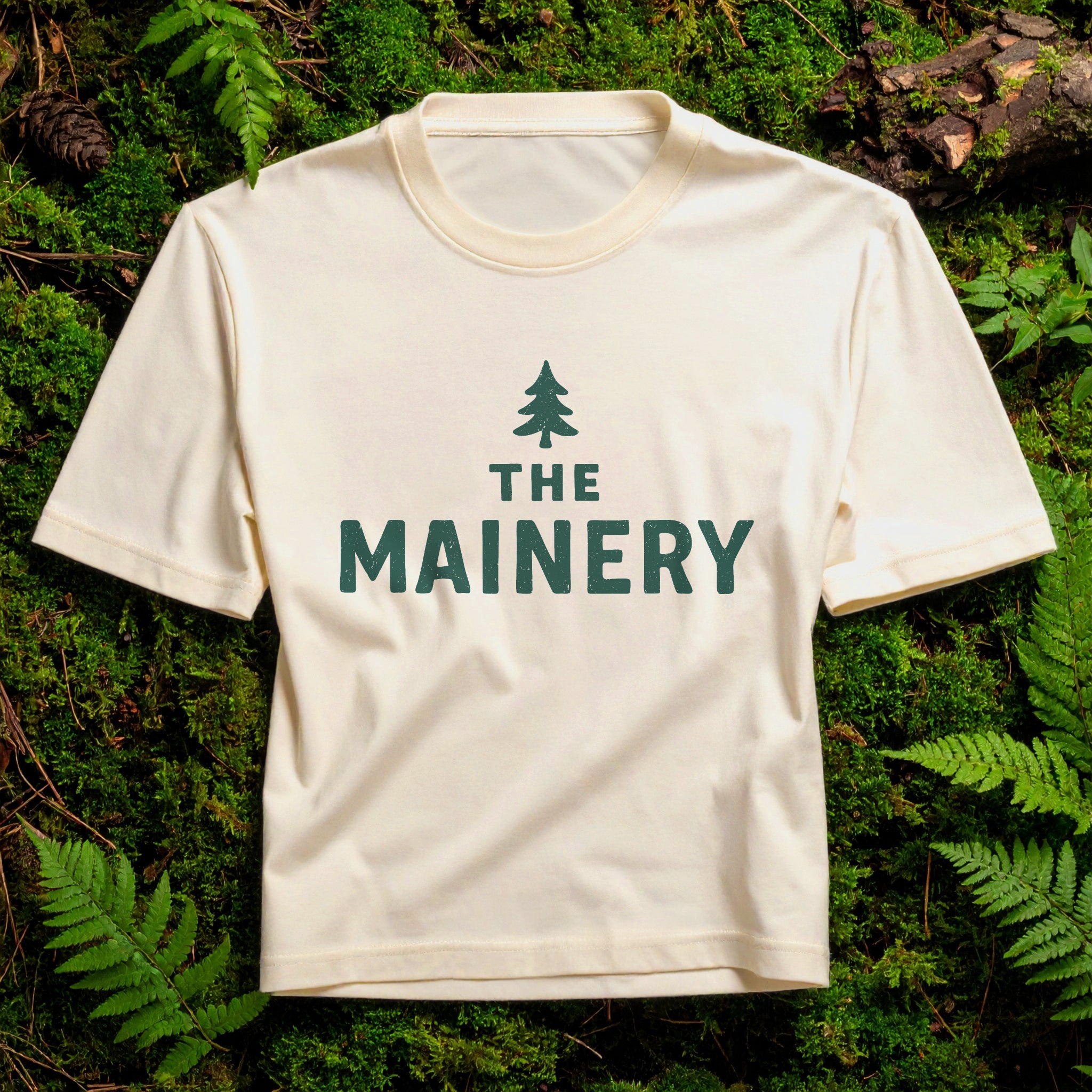 The Mainery Logo Boxy Women’s Tee | Maine Relaxed 100% Cotton Shirt