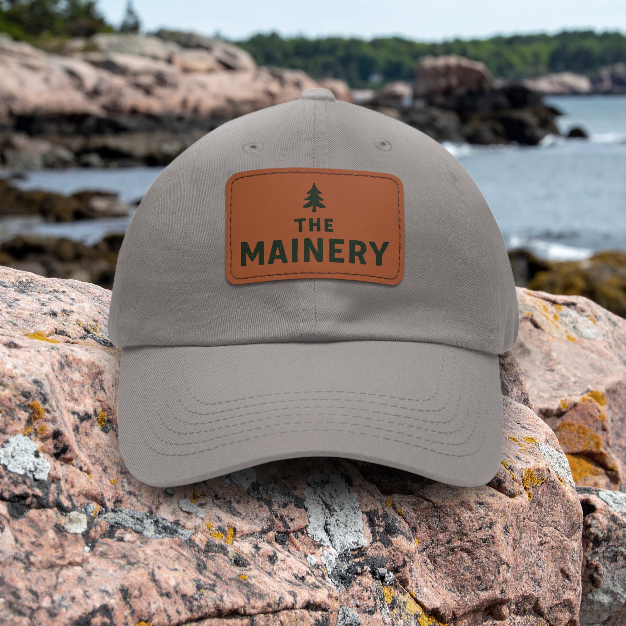 The Mainery Classic Leather Patch Hat | Maine Adjustable Cotton Strapback Cap