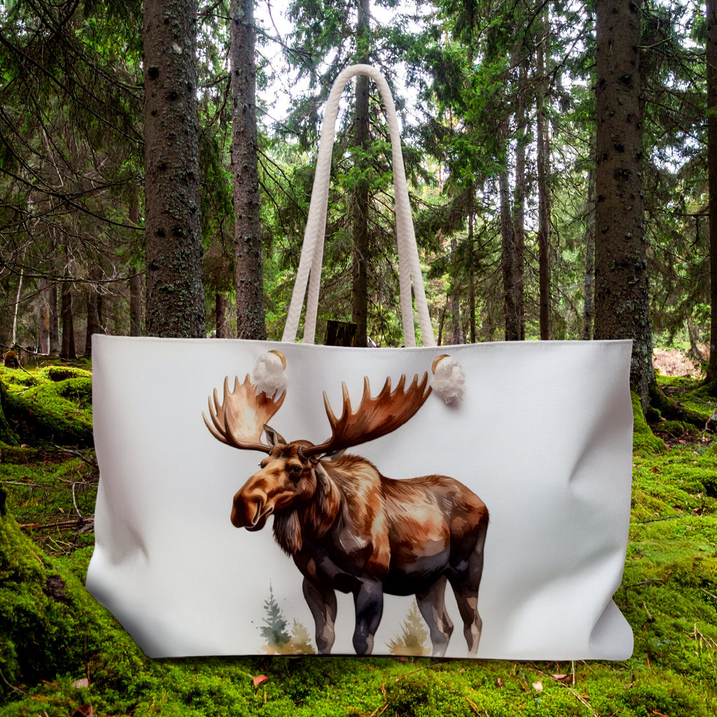 Moose Watercolor Weekender Tote Bag