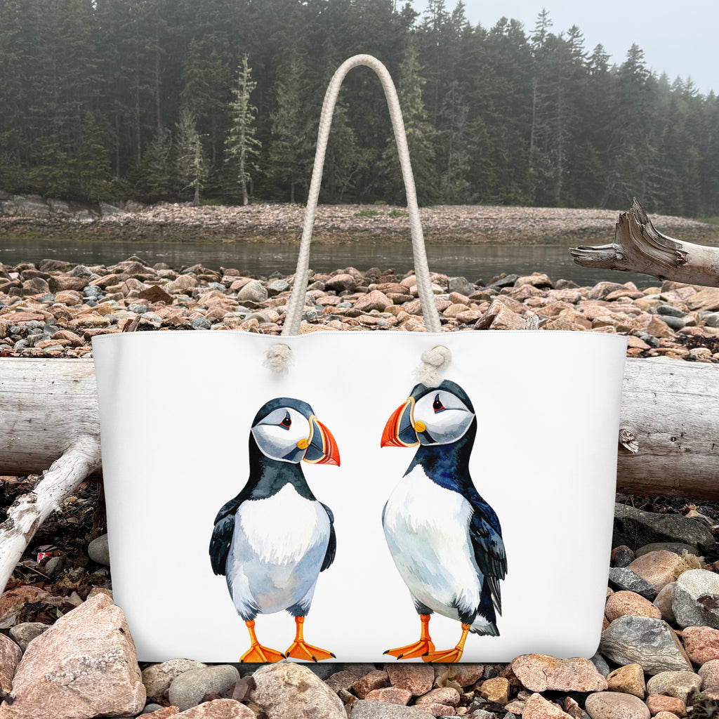 Puffin Watercolor Weekender Tote Bag