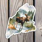 Maine Moose Scene Die-Cut Vinyl Sticker | New England Decal
