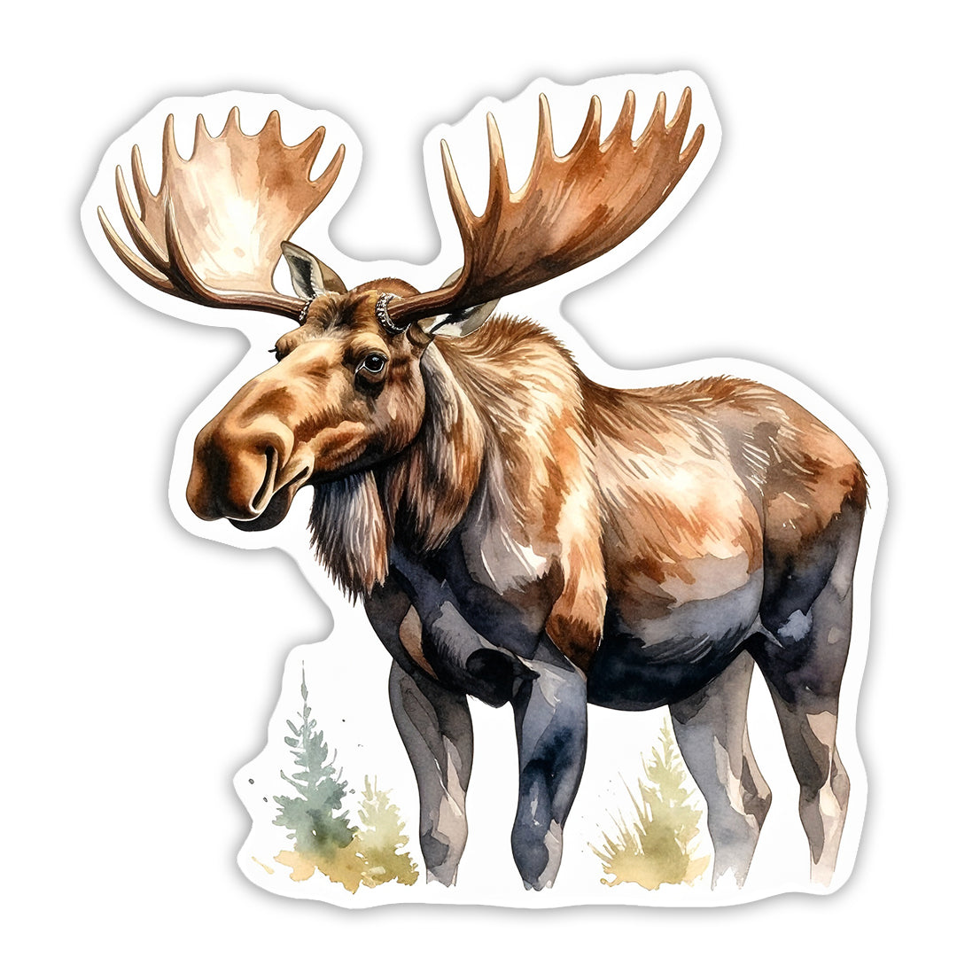 Watercolor Moose Die-Cut Vinyl Sticker | Maine & New England Icon