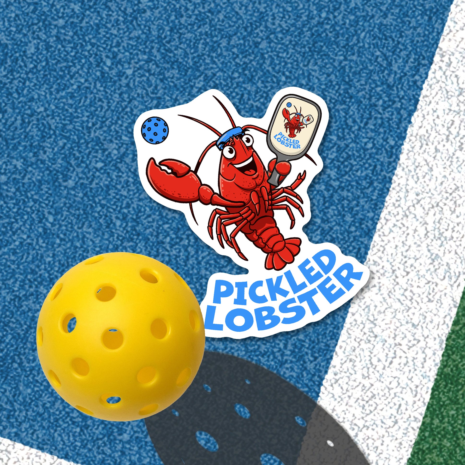 Pickled Lobster Pickleball Sticker | Maine Humor Vinyl Decal | Silly Sports Gift