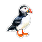 Watercolor Puffin Die-Cut Vinyl Sticker | Maine Coastal Decal | New England Summer
