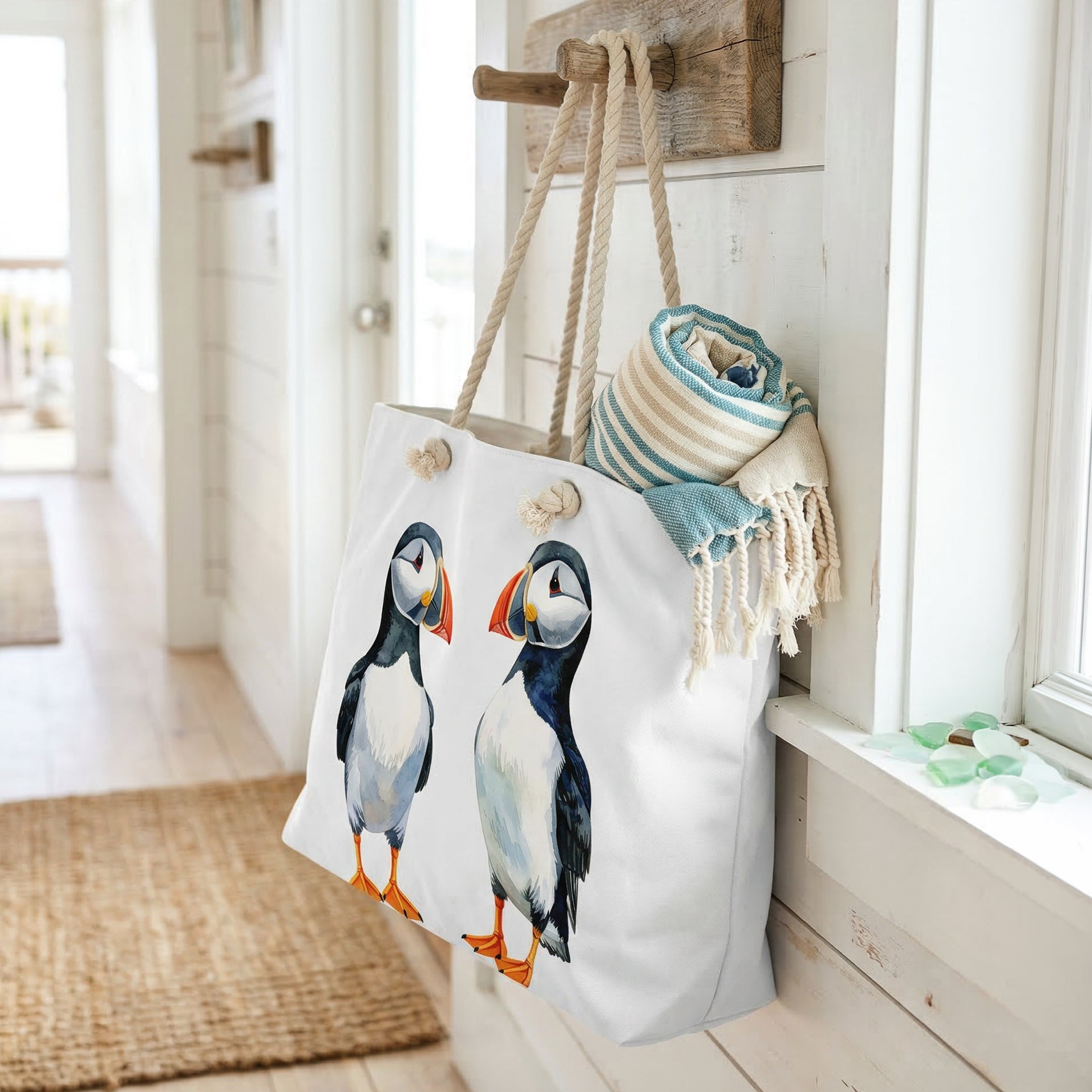 Puffin Watercolor Weekender Tote Bag