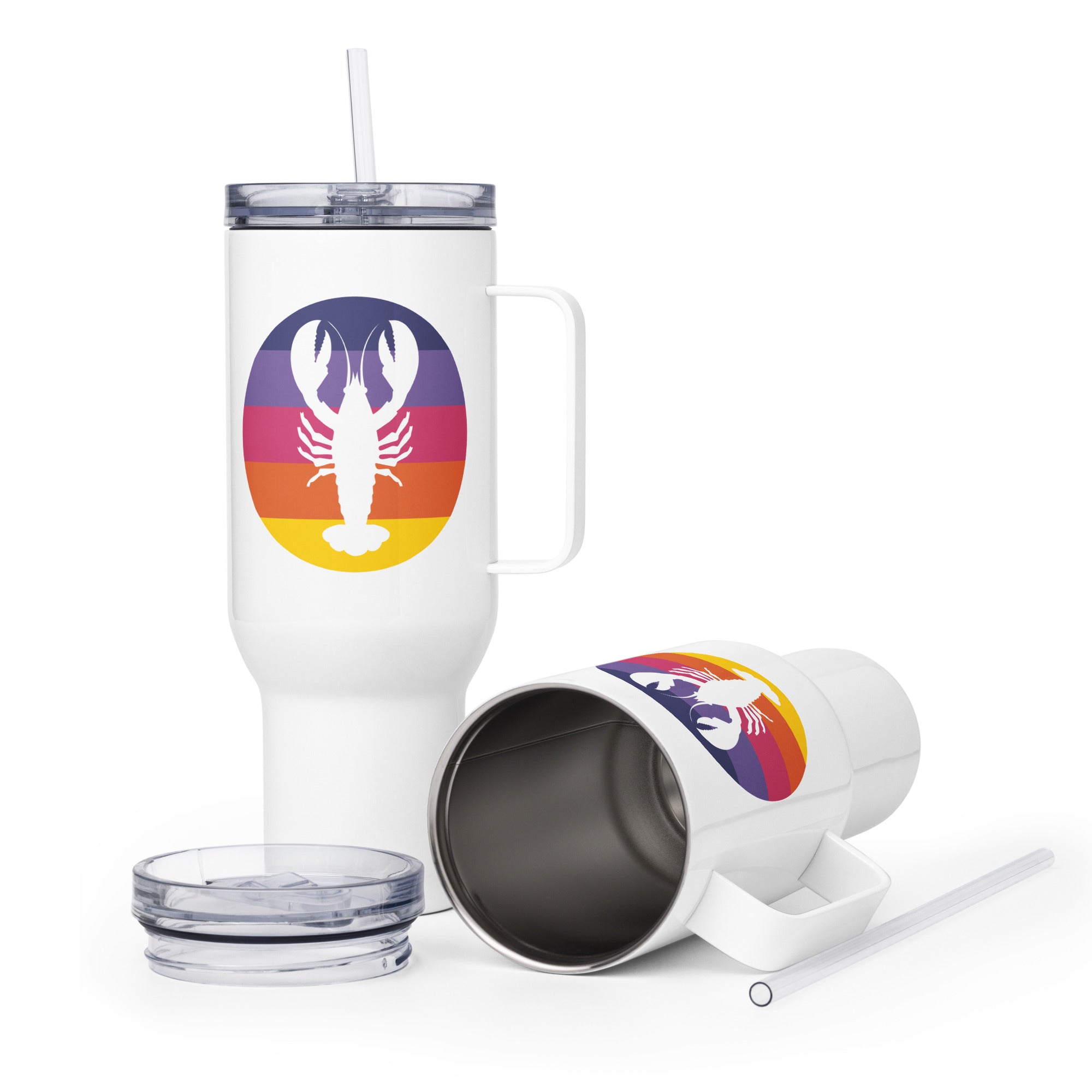 Lobster Retro Stripe Tumbler — 25 oz & 40 oz | Standard or Custom Text