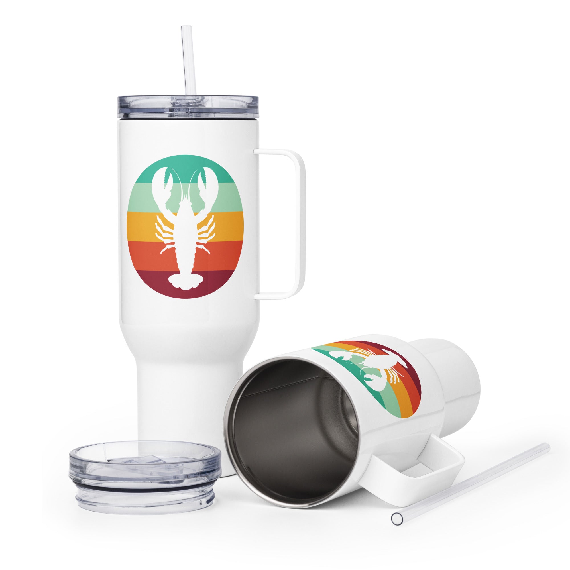 Lobster Retro Stripe Tumbler — 25 oz & 40 oz | Standard or Custom Text
