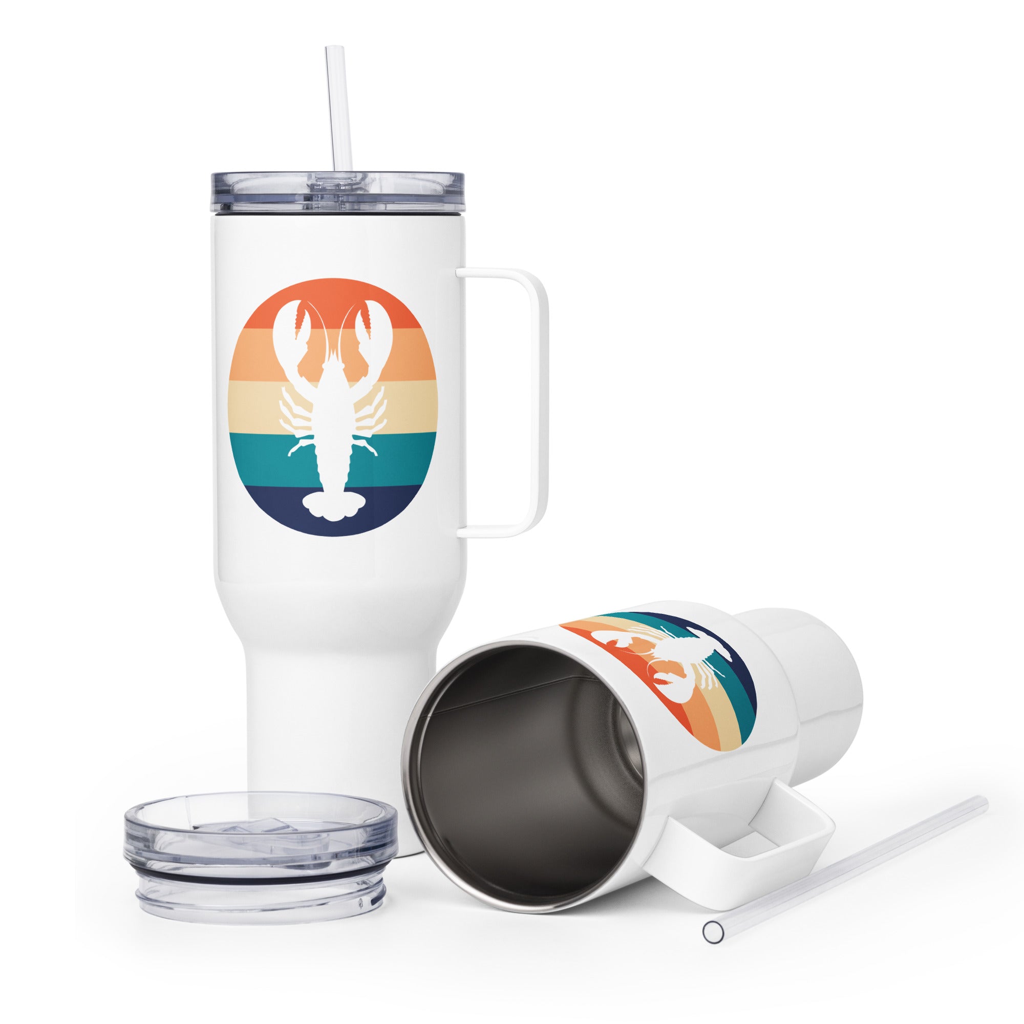 Lobster Retro Stripe Tumbler — 25 oz & 40 oz | Standard or Custom Text