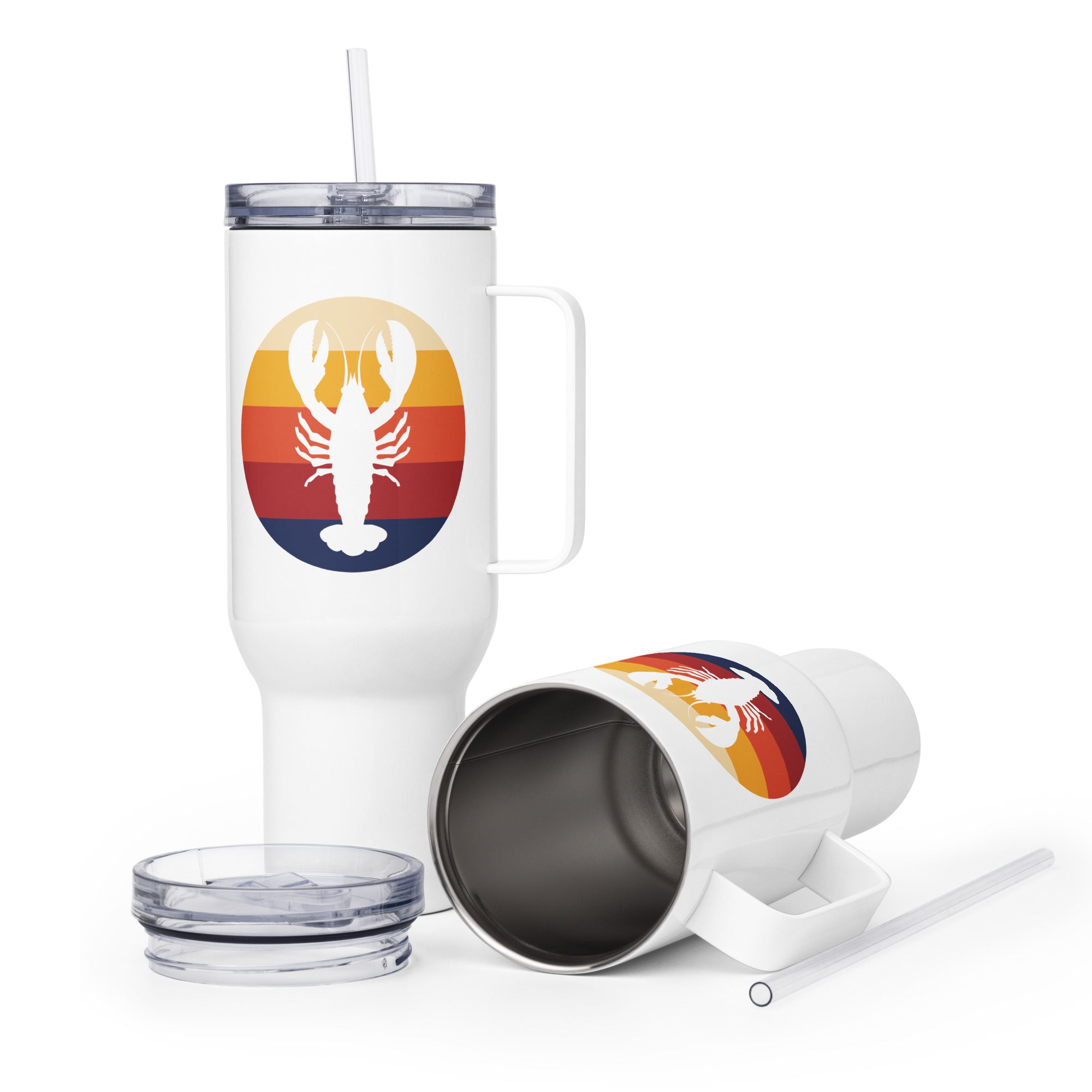 Lobster Retro Stripe Tumbler — 25 oz & 40 oz | Standard or Custom Text