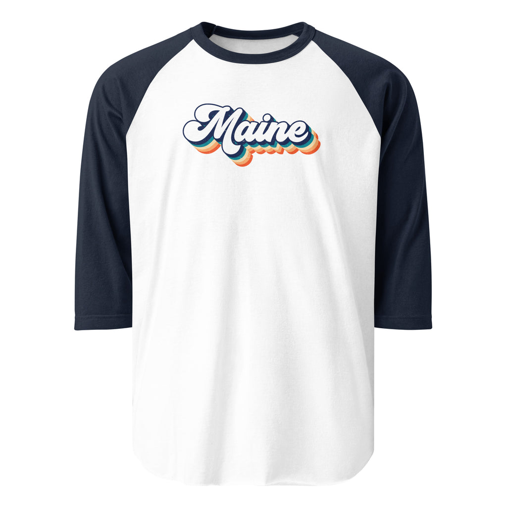 Maine Retro Raglan Tee | 3/4 Sleeve Vintage Baseball Shirt
