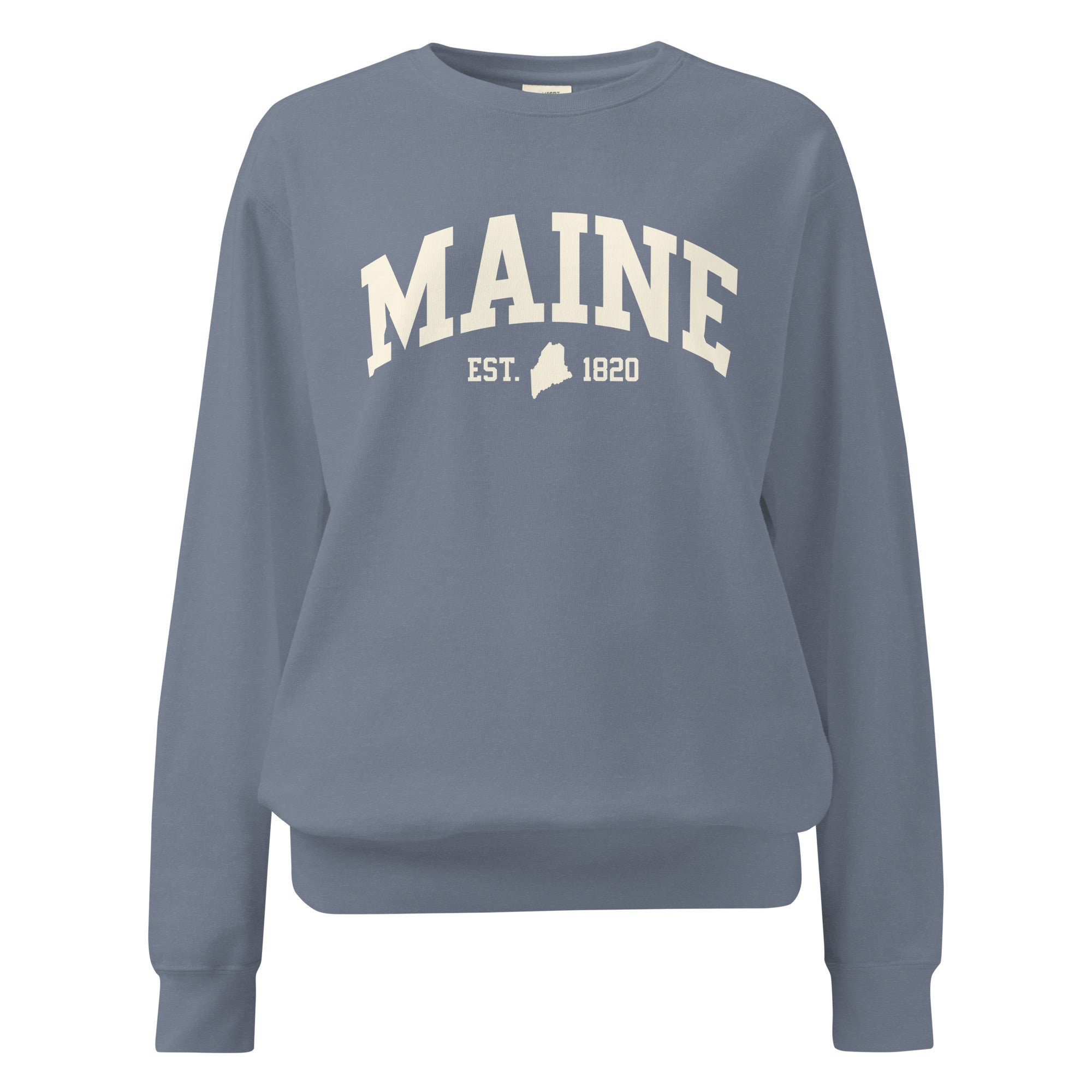 Maine Est. 1820 Collegiate Sweatshirt | Vintage Varsity Style Apparel | New England Souvenir