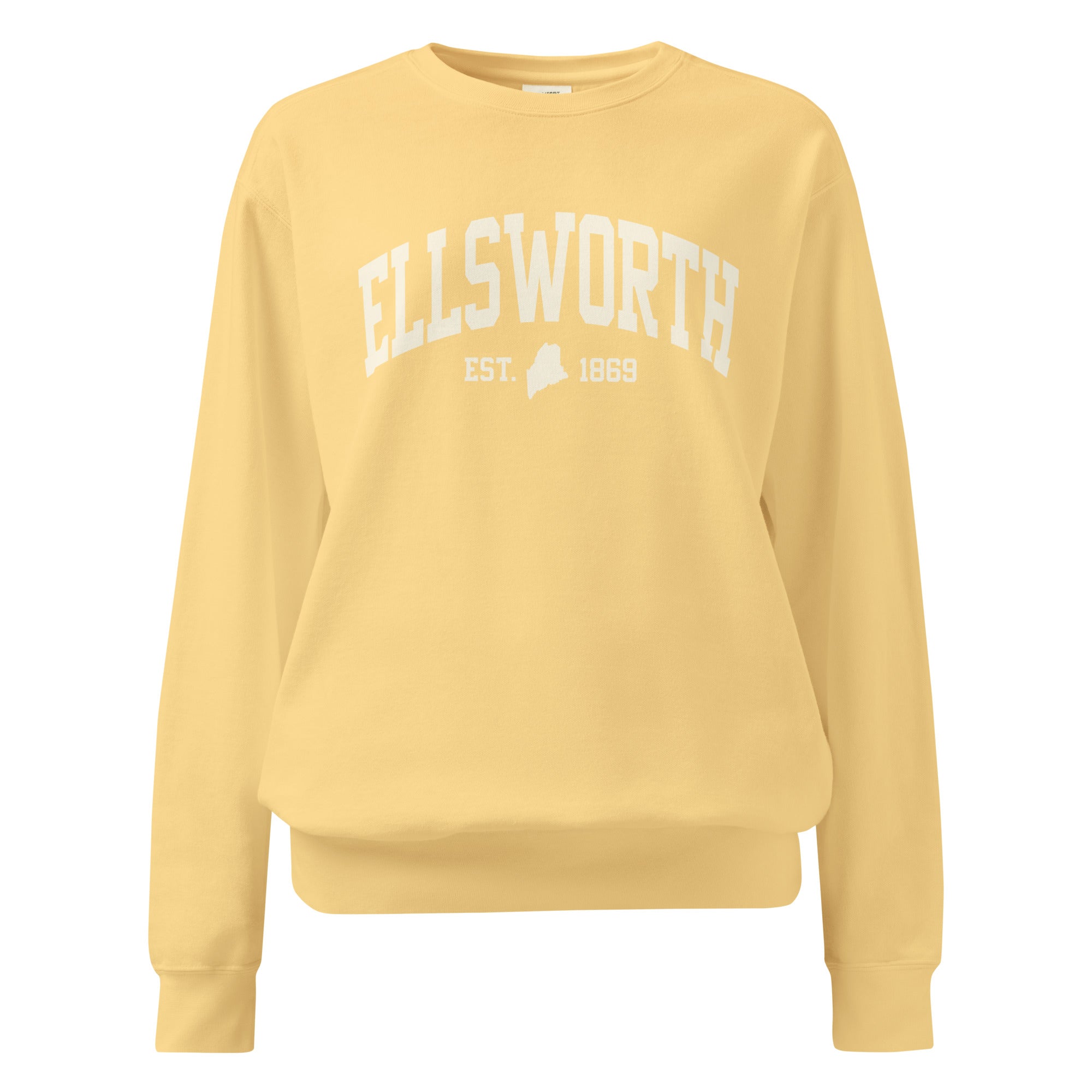 Ellsworth, Maine Est. 1869 Collegiate Sweatshirt | Vintage Varsity Style Apparel | New England Souvenir