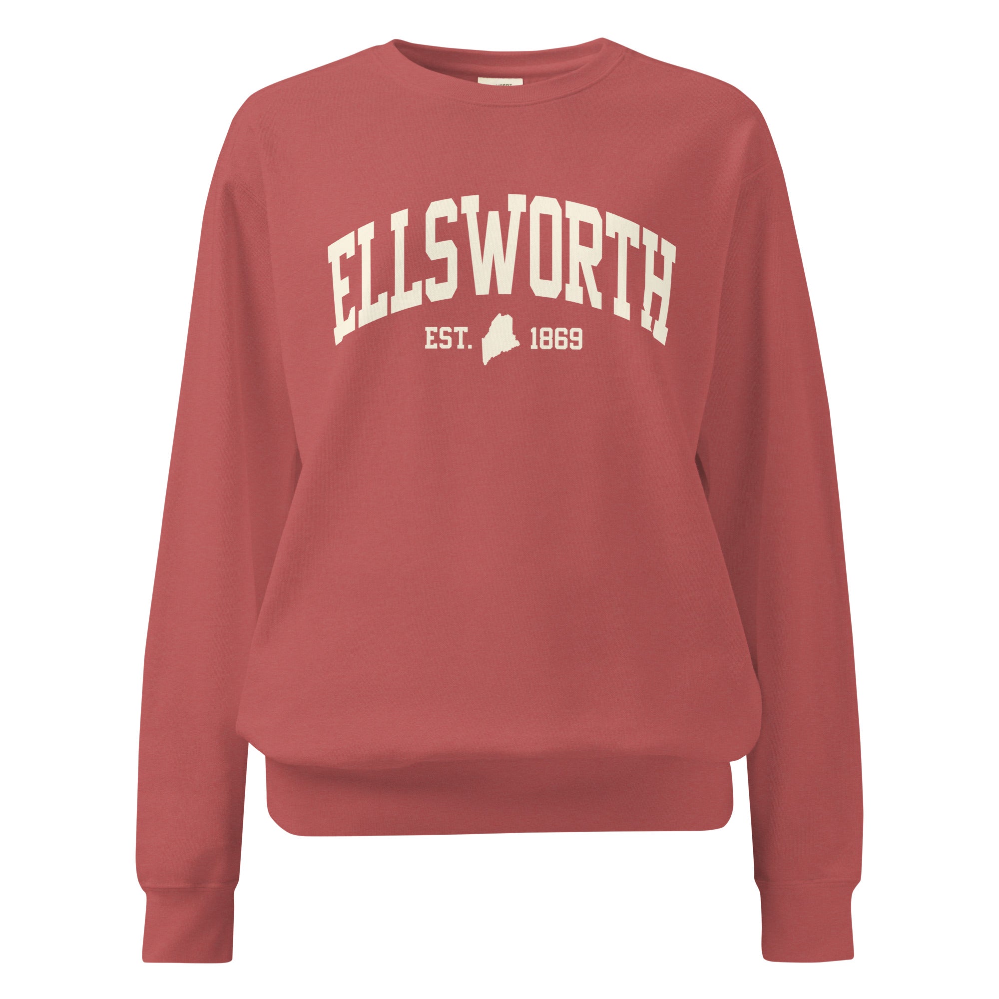 Ellsworth, Maine Est. 1869 Collegiate Sweatshirt | Vintage Varsity Style Apparel | New England Souvenir