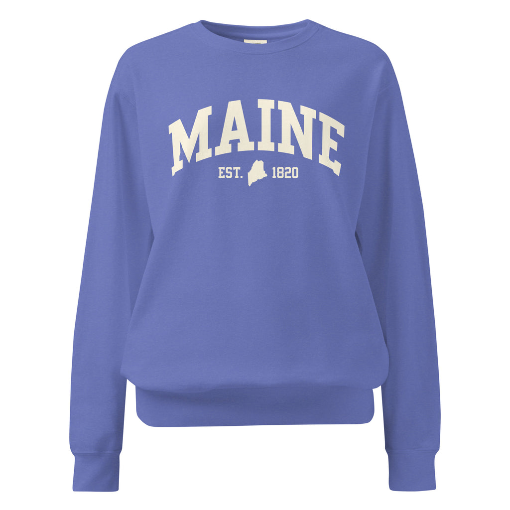 Maine Est. 1820 Collegiate Sweatshirt | Vintage Varsity Style Apparel | New England Souvenir