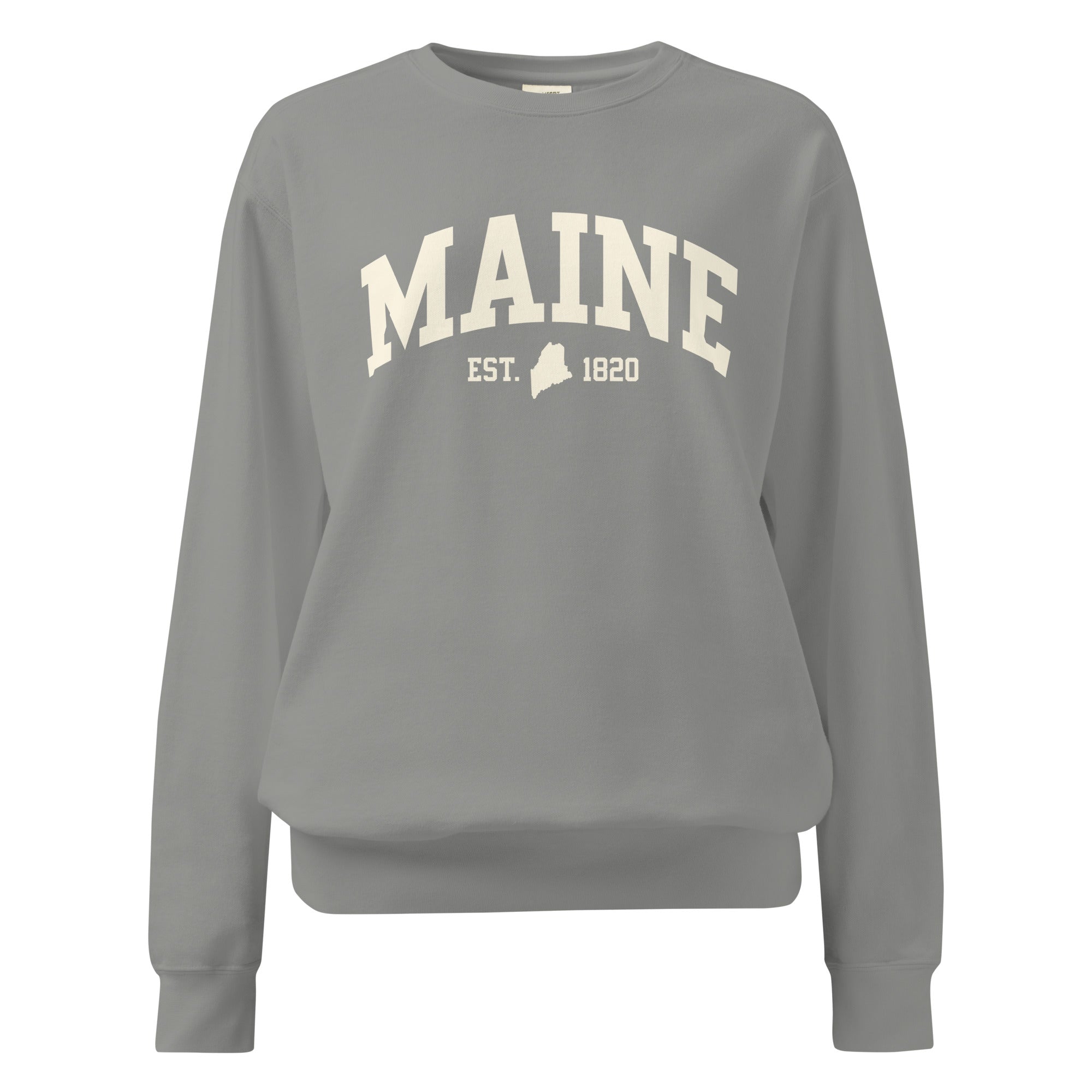 Maine Est. 1820 Collegiate Sweatshirt | Vintage Varsity Style Apparel | New England Souvenir