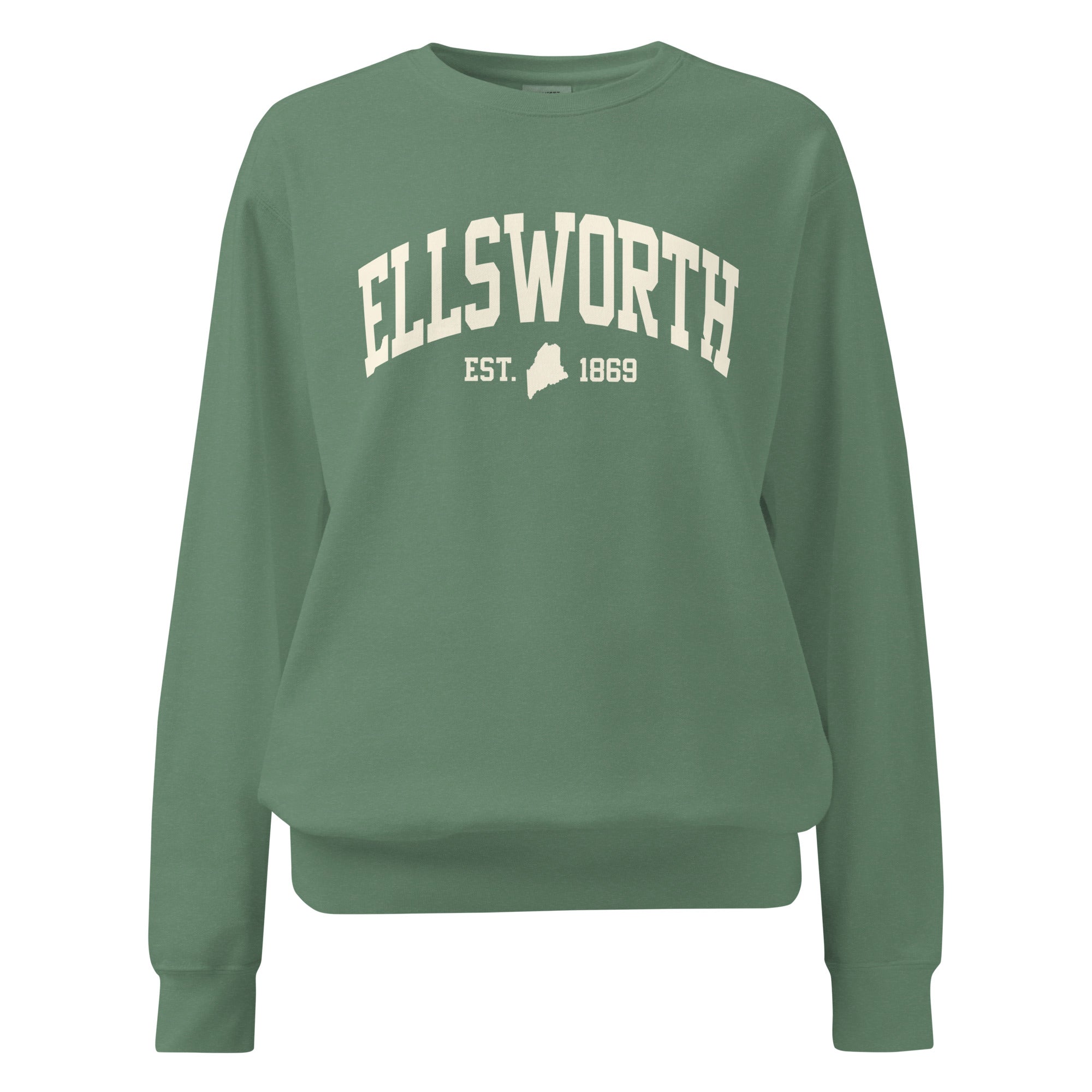 Ellsworth, Maine Est. 1869 Collegiate Sweatshirt | Vintage Varsity Style Apparel | New England Souvenir