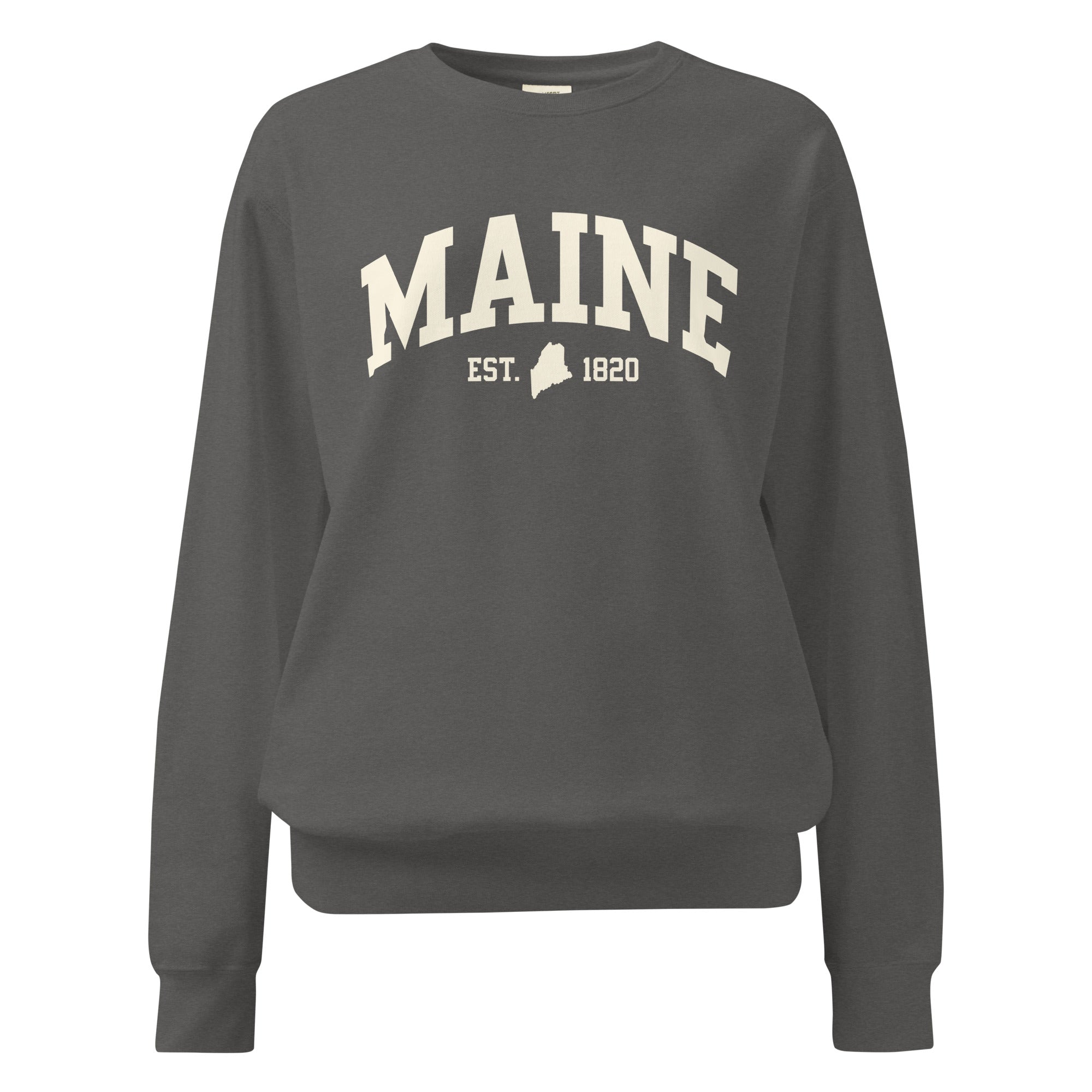 Maine Est. 1820 Collegiate Sweatshirt | Vintage Varsity Style Apparel | New England Souvenir