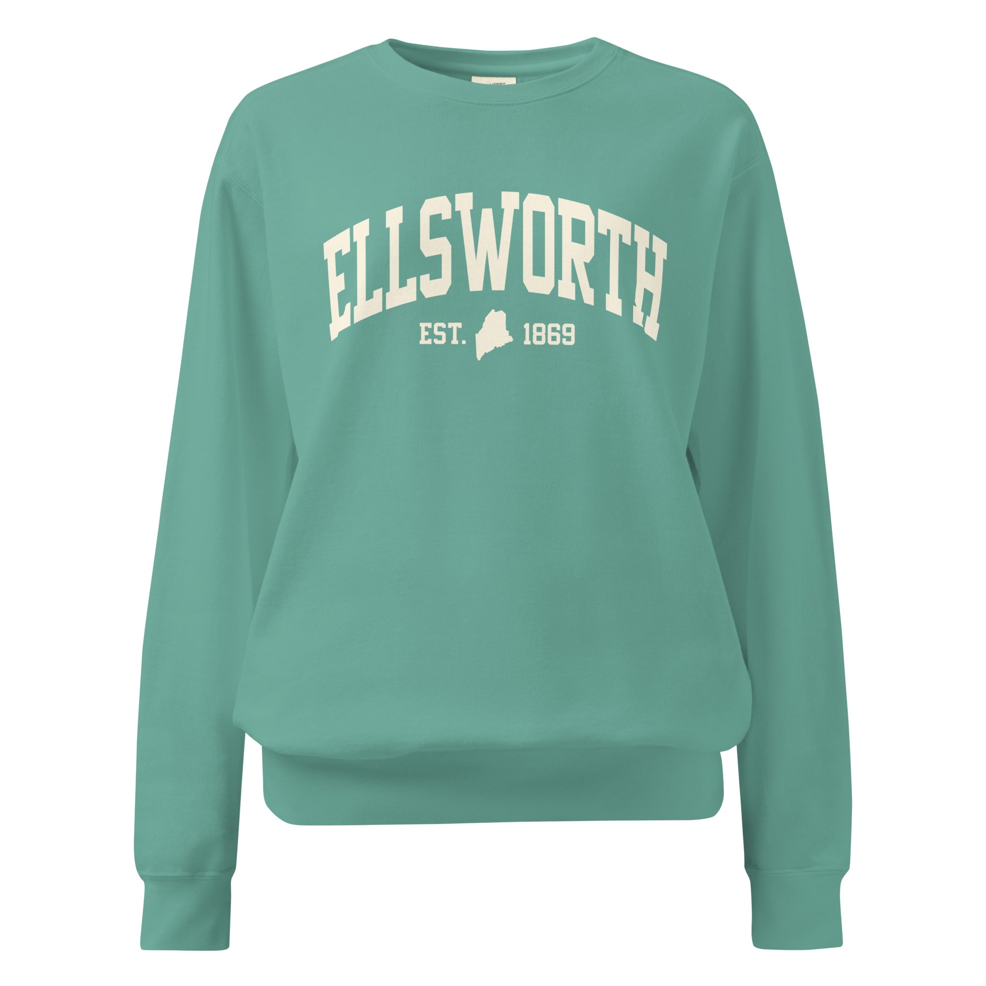 Ellsworth, Maine Est. 1869 Collegiate Sweatshirt | Vintage Varsity Style Apparel | New England Souvenir
