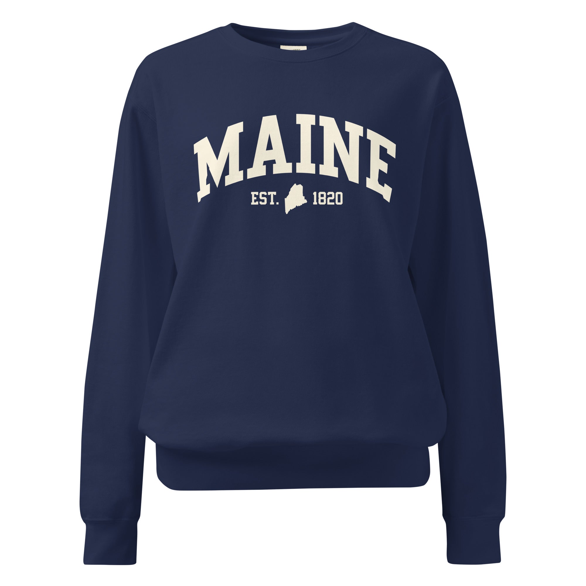 Maine Est. 1820 Collegiate Sweatshirt | Vintage Varsity Style Apparel | New England Souvenir
