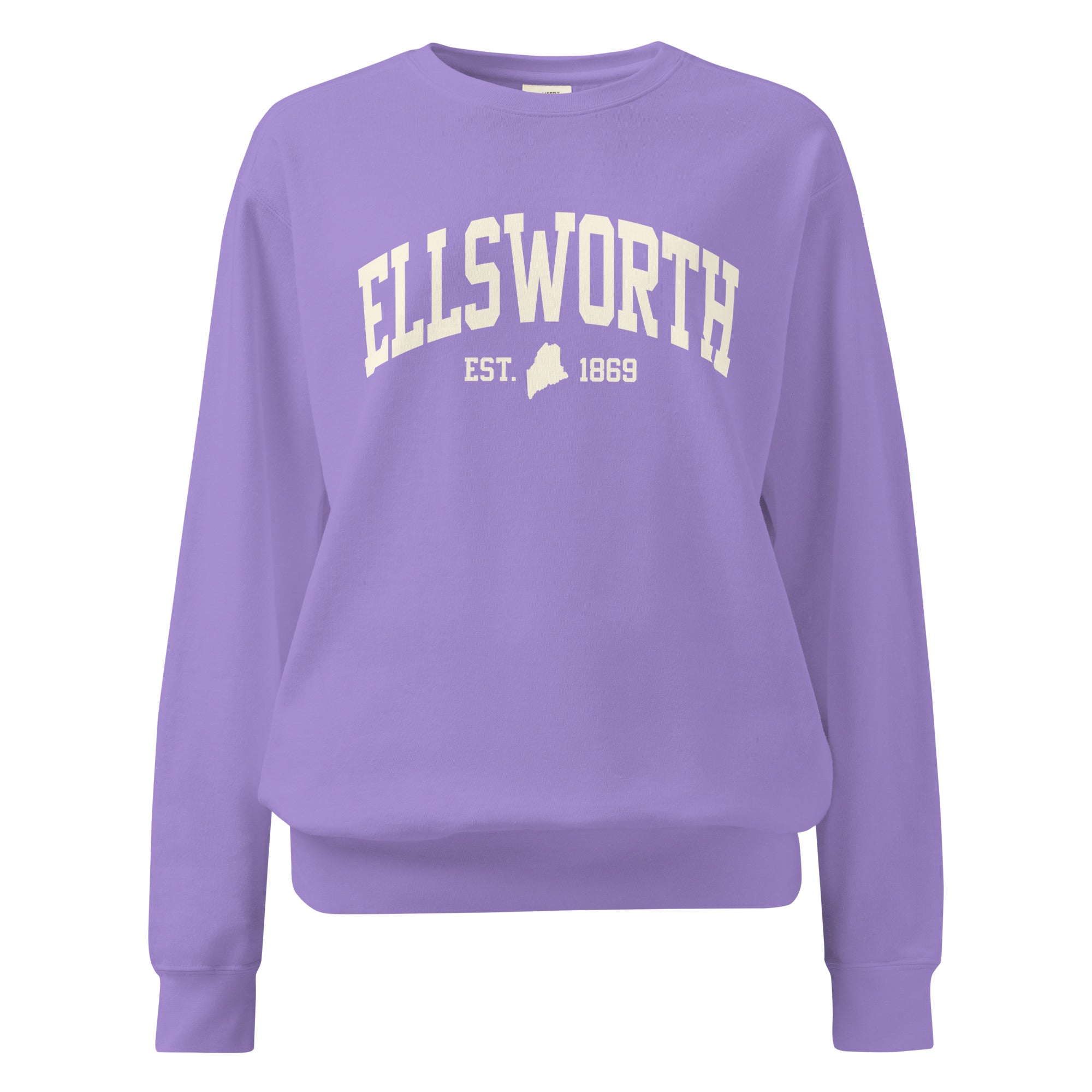 Ellsworth, Maine Est. 1869 Collegiate Sweatshirt | Vintage Varsity Style Apparel | New England Souvenir