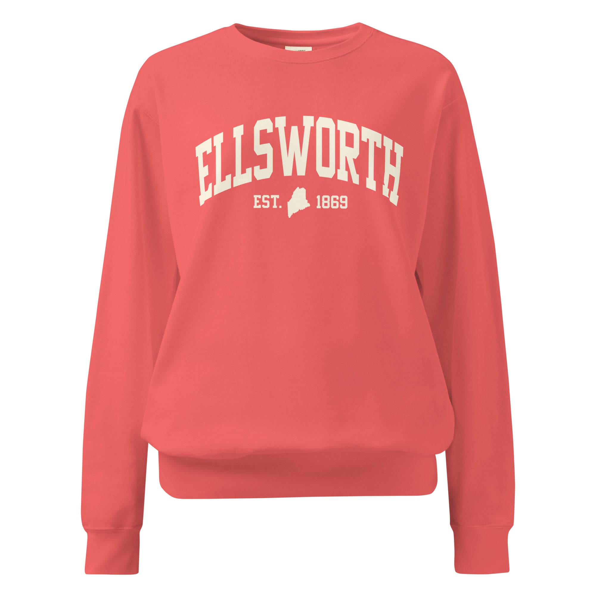 Ellsworth, Maine Est. 1869 Collegiate Sweatshirt | Vintage Varsity Style Apparel | New England Souvenir