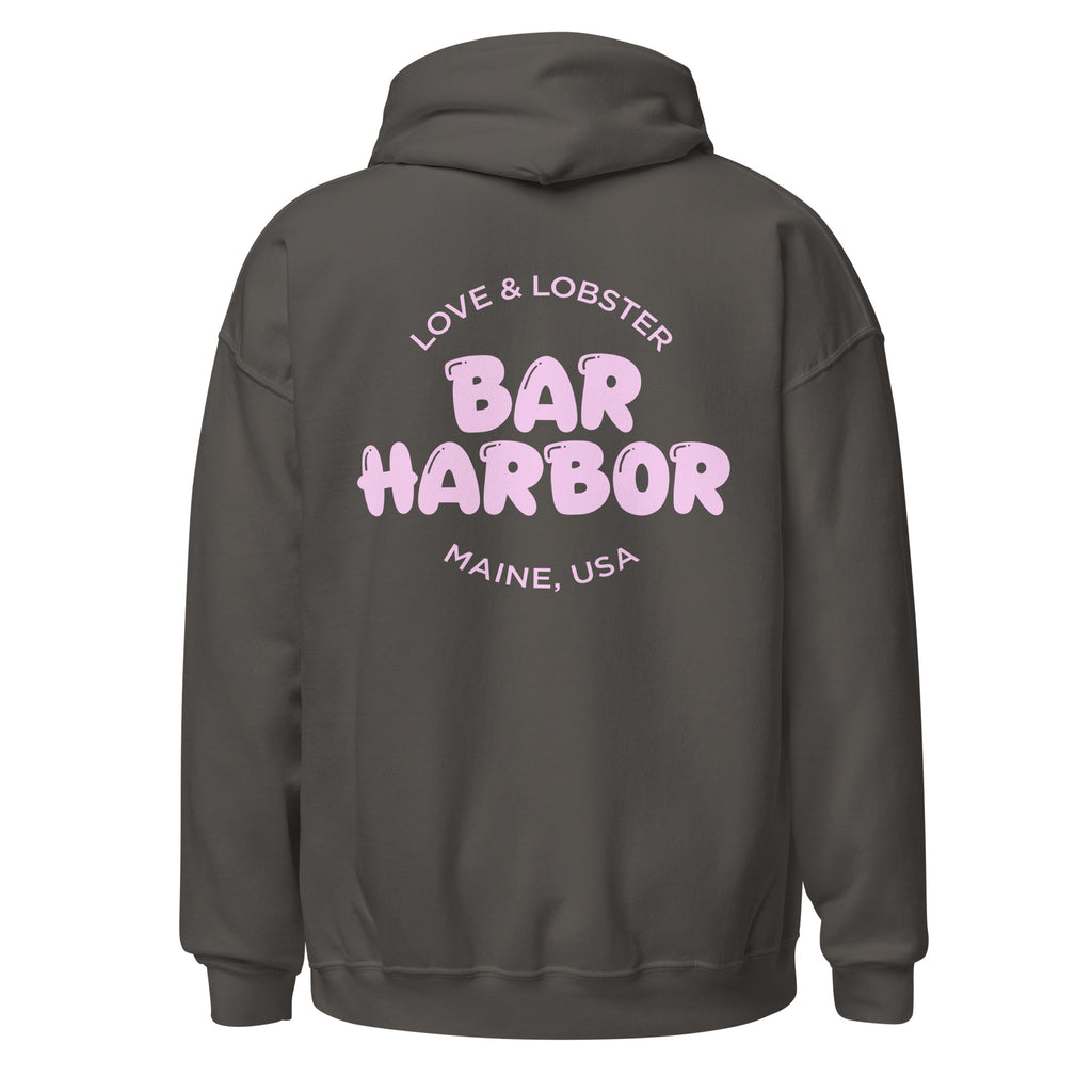 Bar Harbor "Love & Lobster" Bubble Letter Hoodie | Vintage-Inspired Cozy Maine Pullover | Coastal College Vibes