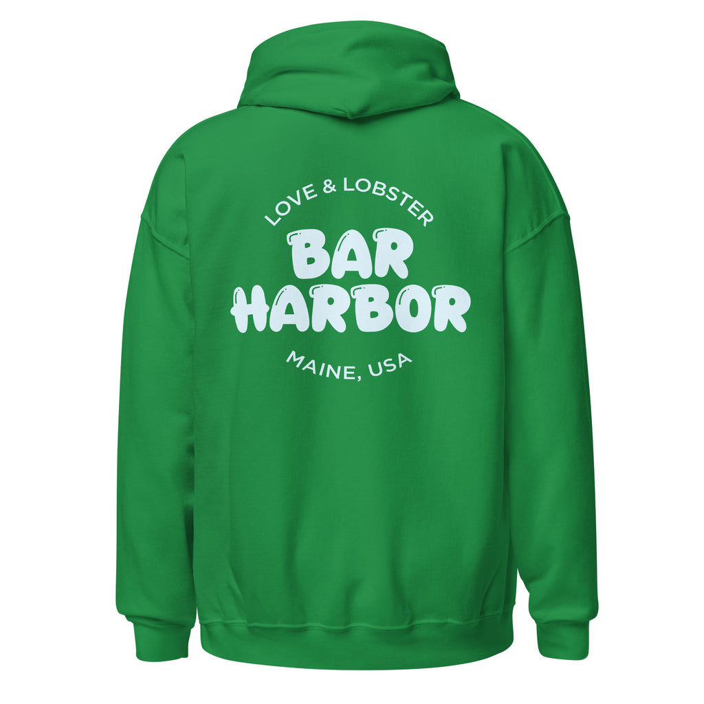 Bar Harbor "Love & Lobster" Bubble Letter Hoodie | Vintage-Inspired Cozy Maine Pullover | Coastal College Vibes