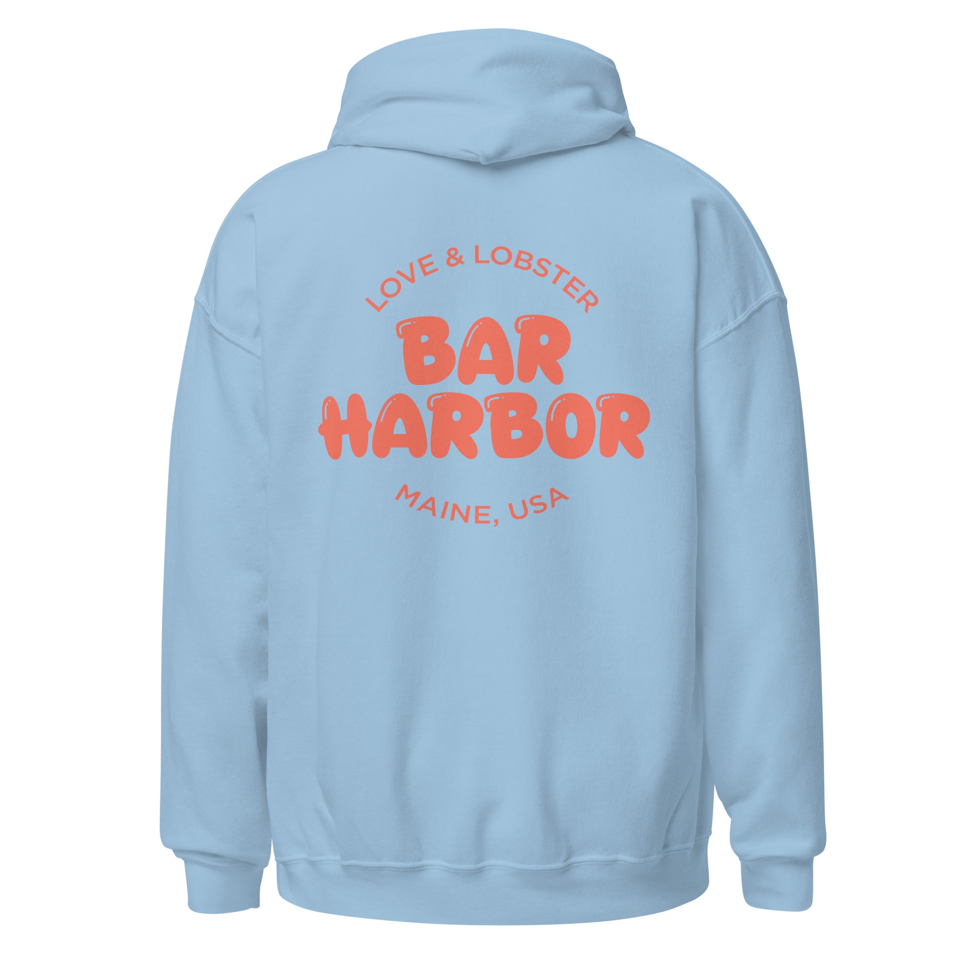 Bar Harbor "Love & Lobster" Bubble Letter Hoodie | Vintage-Inspired Cozy Maine Pullover | Coastal College Vibes