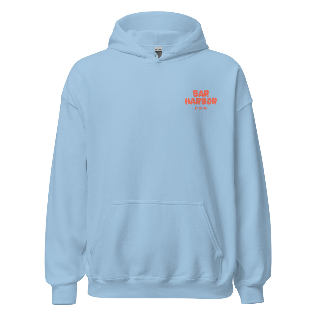 Bar Harbor "Love & Lobster" Bubble Letter Hoodie | Vintage-Inspired Cozy Maine Pullover | Coastal College Vibes