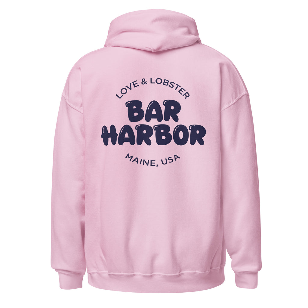 Bar Harbor "Love & Lobster" Bubble Letter Hoodie | Vintage-Inspired Cozy Maine Pullover | Coastal College Vibes