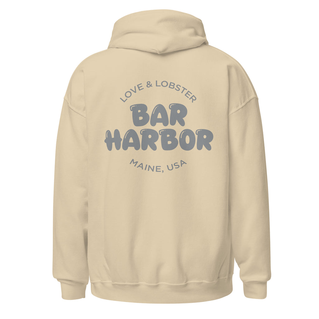 Bar Harbor "Love & Lobster" Bubble Letter Hoodie | Vintage-Inspired Cozy Maine Pullover | Coastal College Vibes
