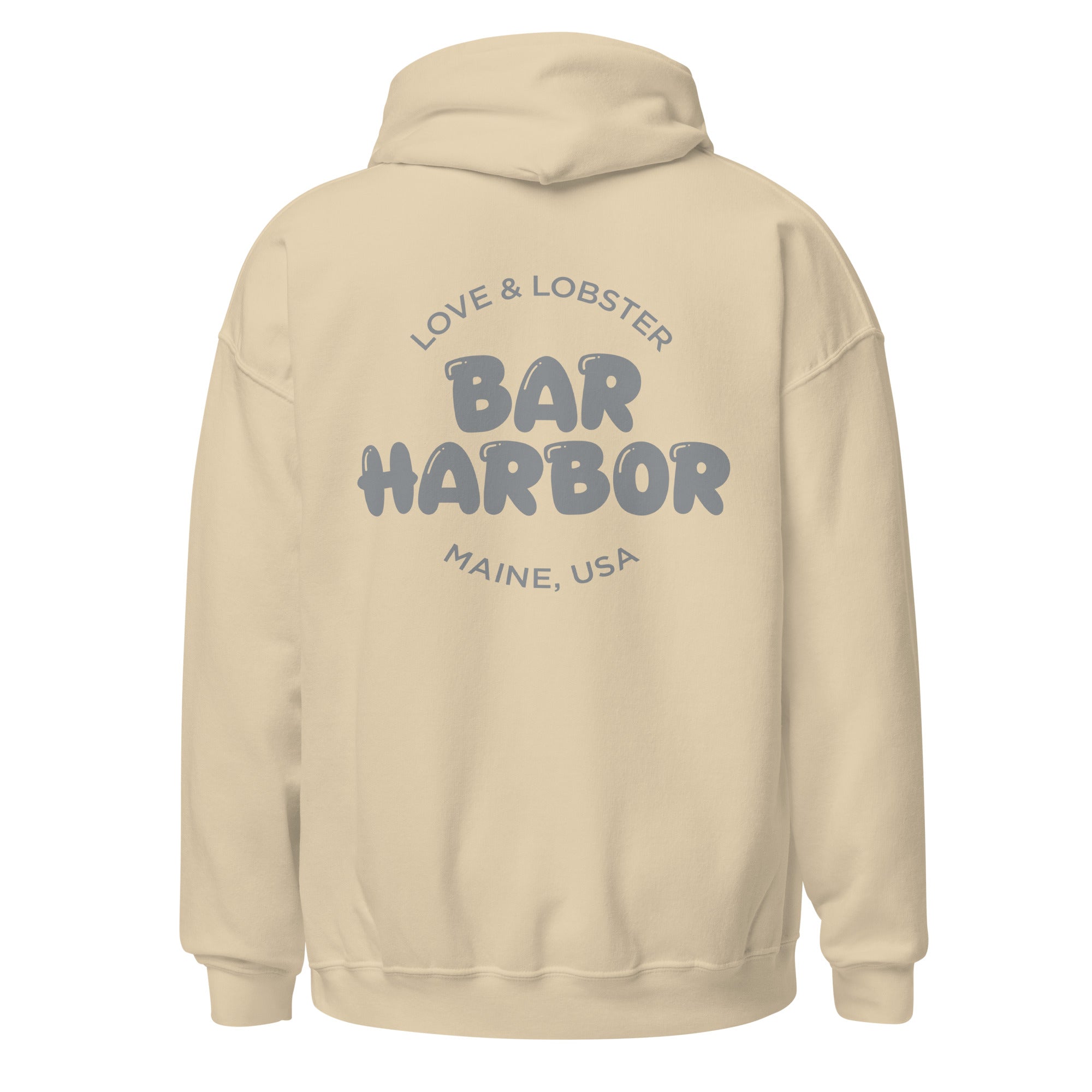 Bar Harbor "Love & Lobster" Bubble Letter Hoodie | Vintage-Inspired Cozy Maine Pullover | Coastal College Vibes