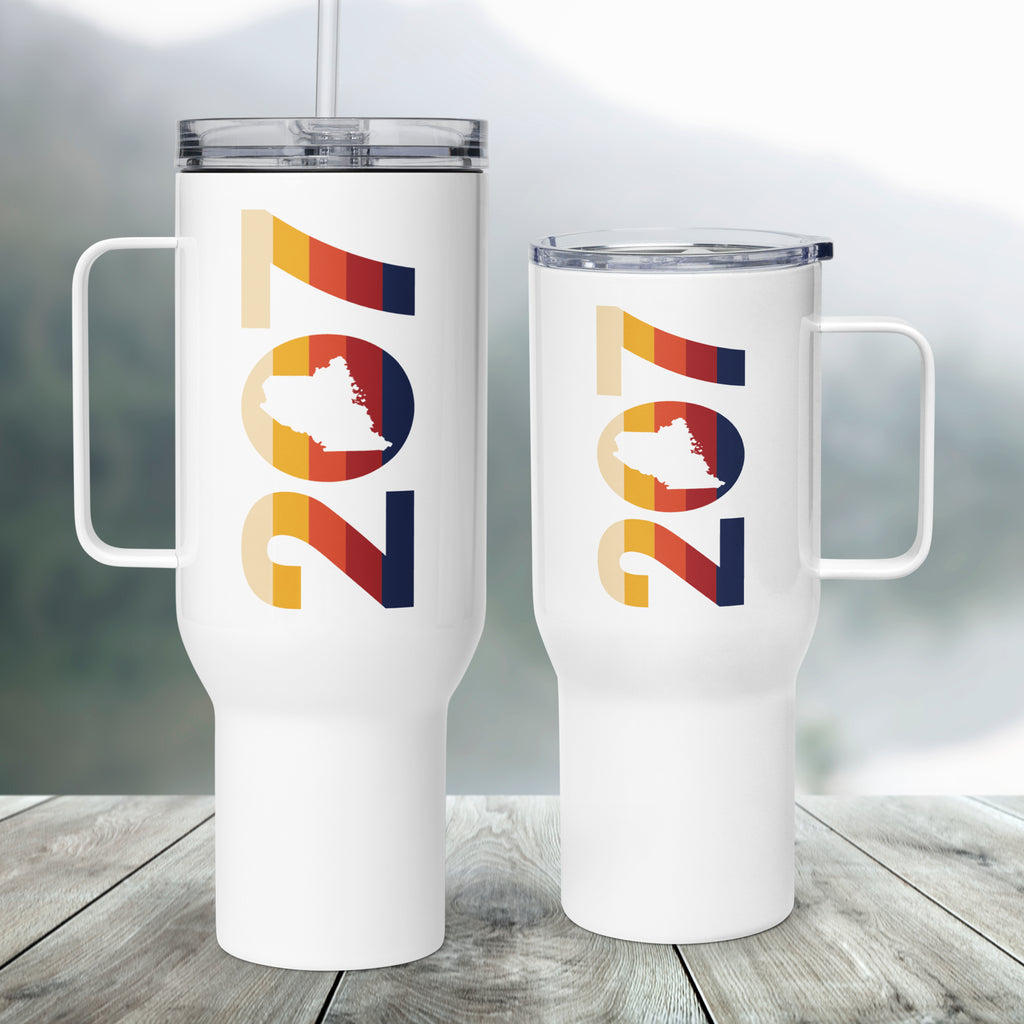 Maine Retro 207 Area Code Tumbler, Four Vintage Color Options | Stanley-Style Travel Cup | 25 & 40 oz.