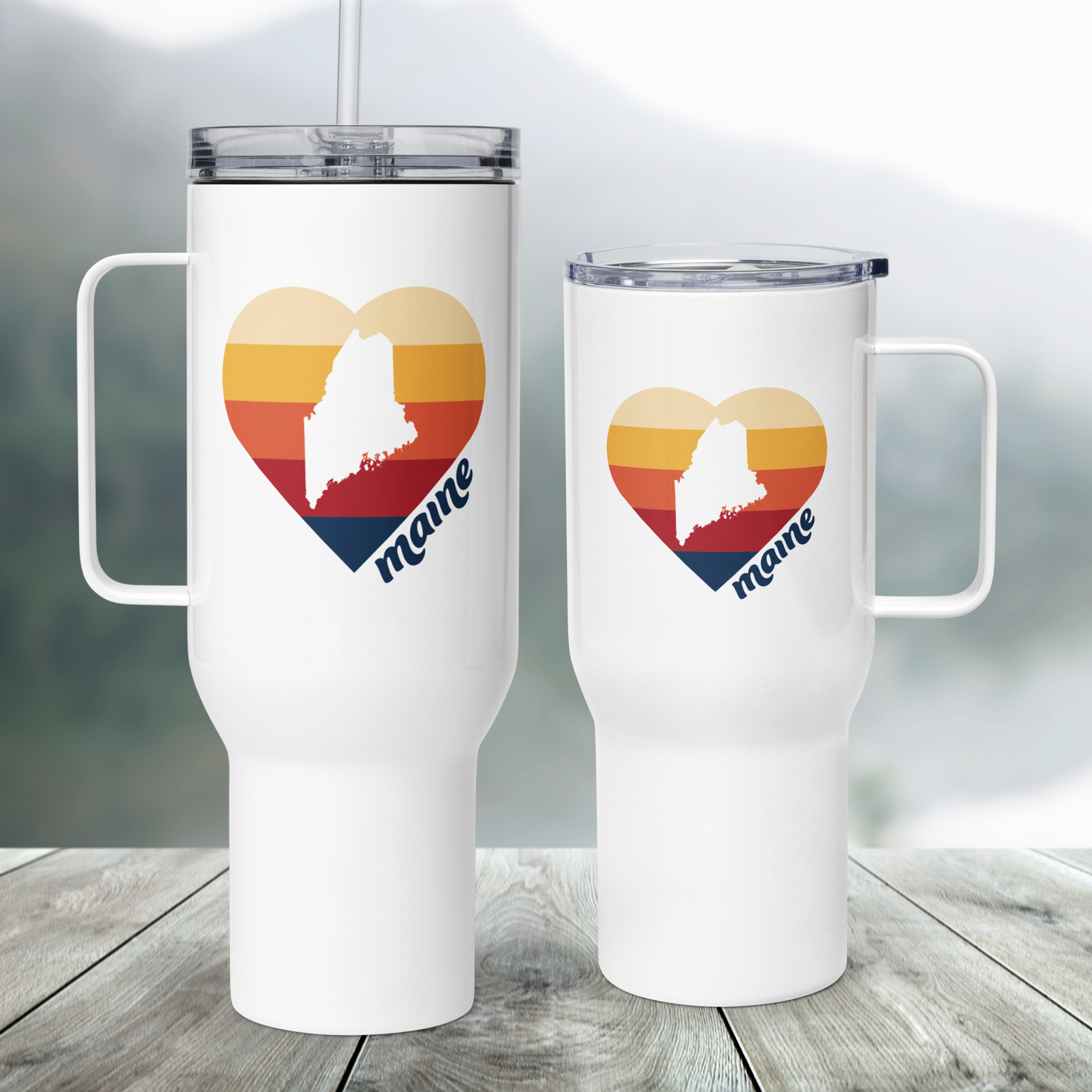Maine State Retro Heart Insulated Tumbler
