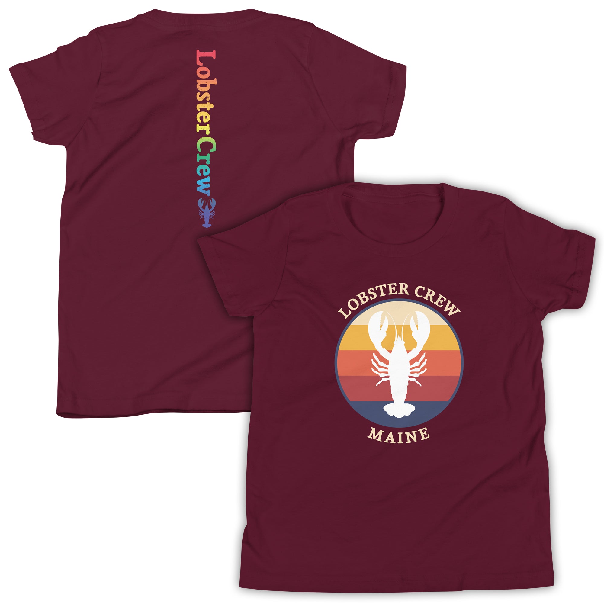 Youth Lobster Crew Tee with Retro Back Print | Kids Maine T-Shirt | New England Summer