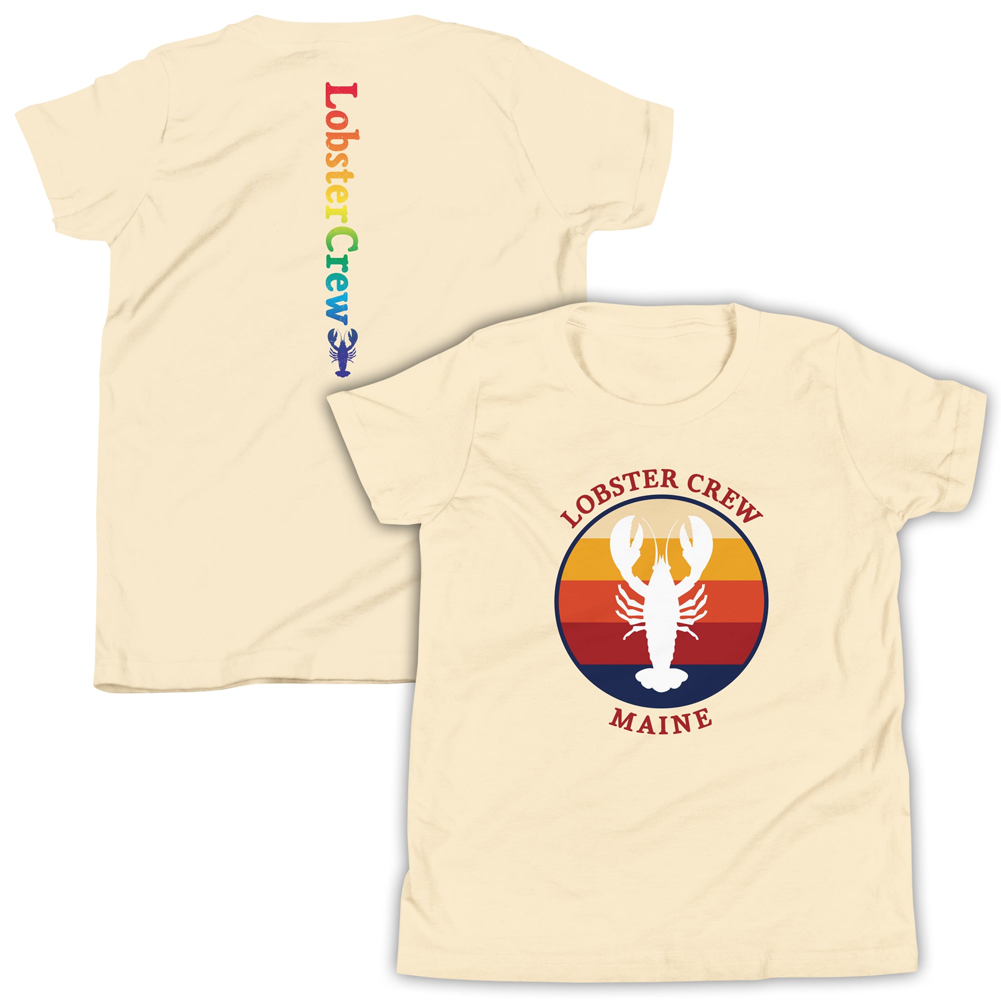 Youth Lobster Crew Tee with Retro Back Print | Kids Maine T-Shirt | New England Summer
