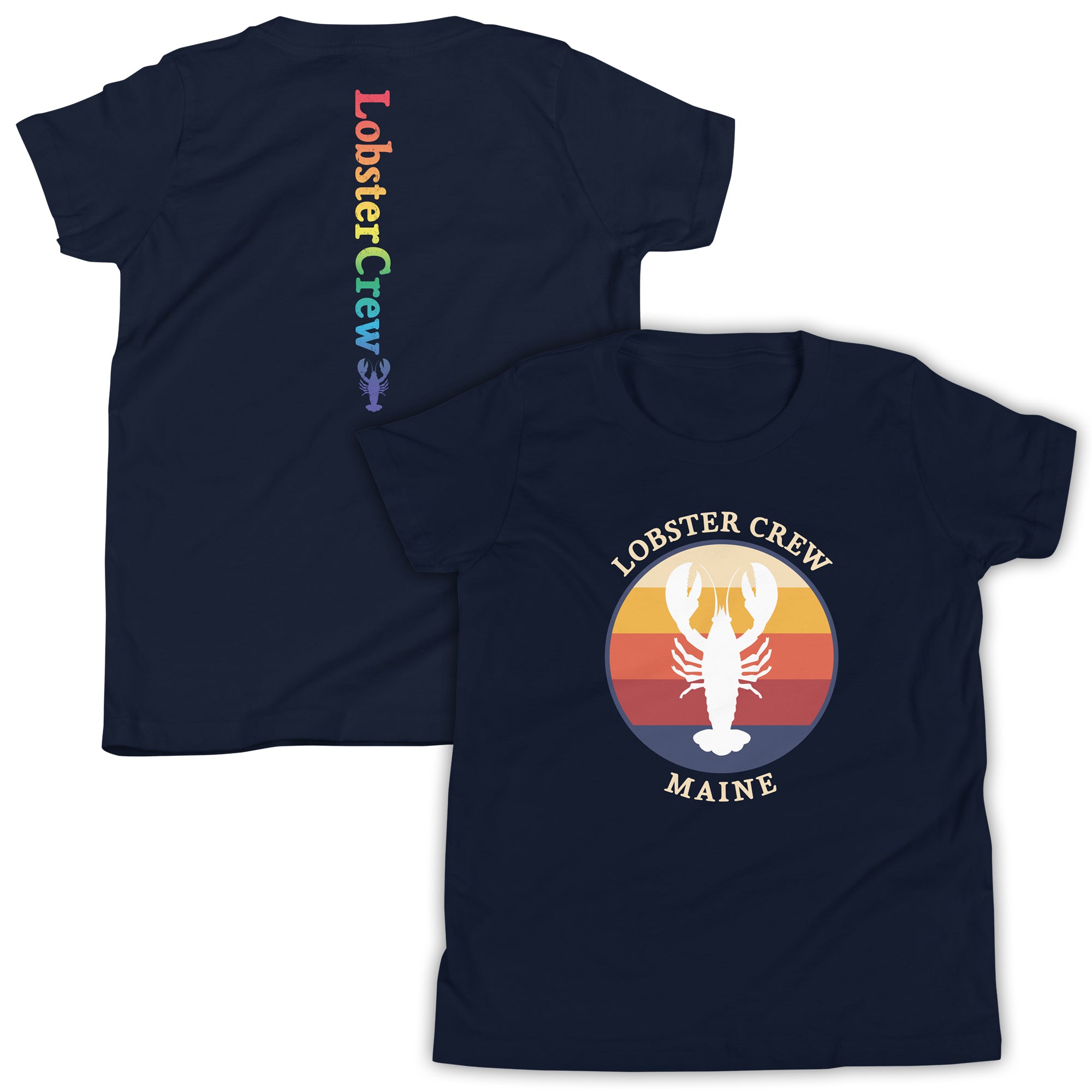 Youth Lobster Crew Tee with Retro Back Print | Kids Maine T-Shirt | New England Summer