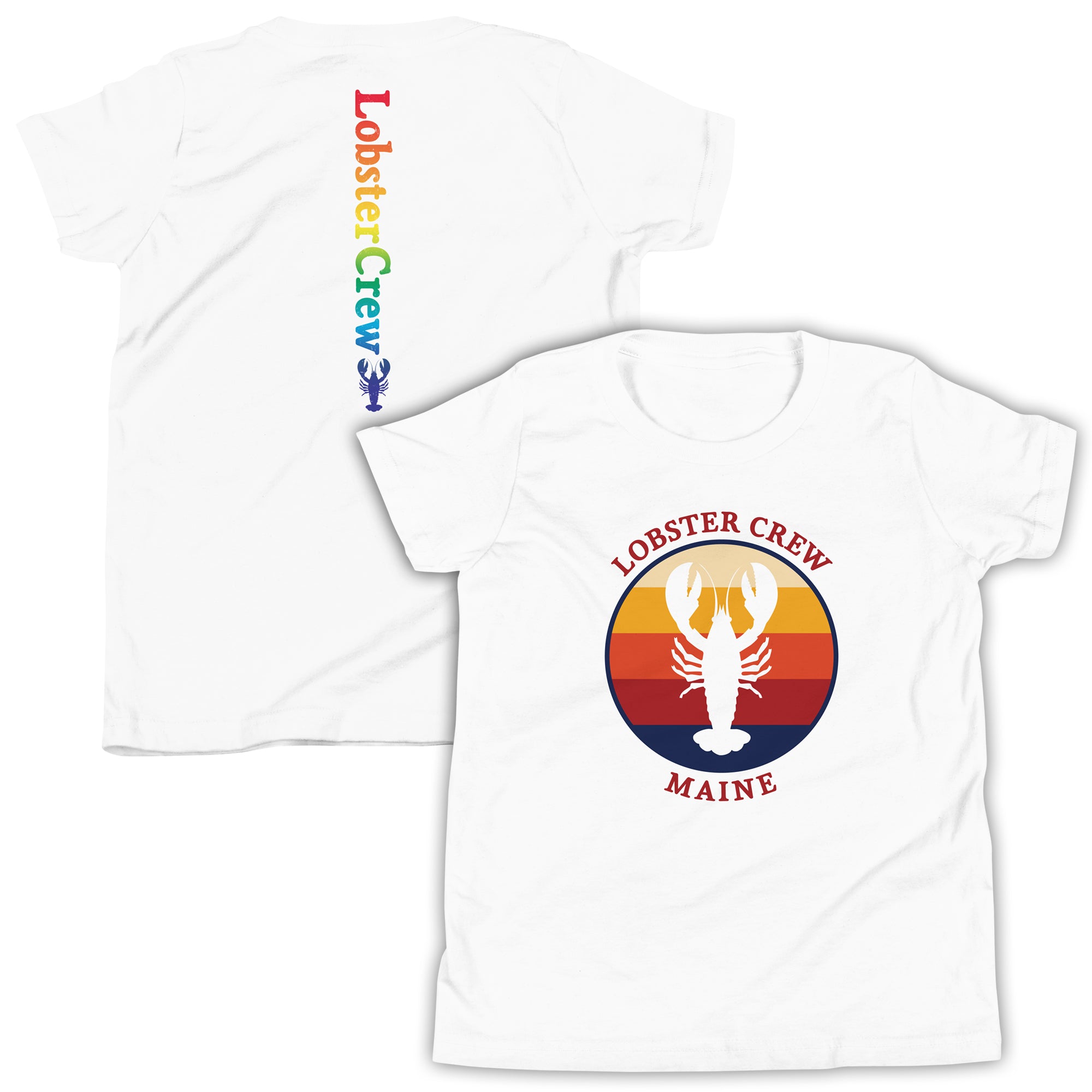 Youth Lobster Crew Tee with Retro Back Print | Kids Maine T-Shirt | New England Summer